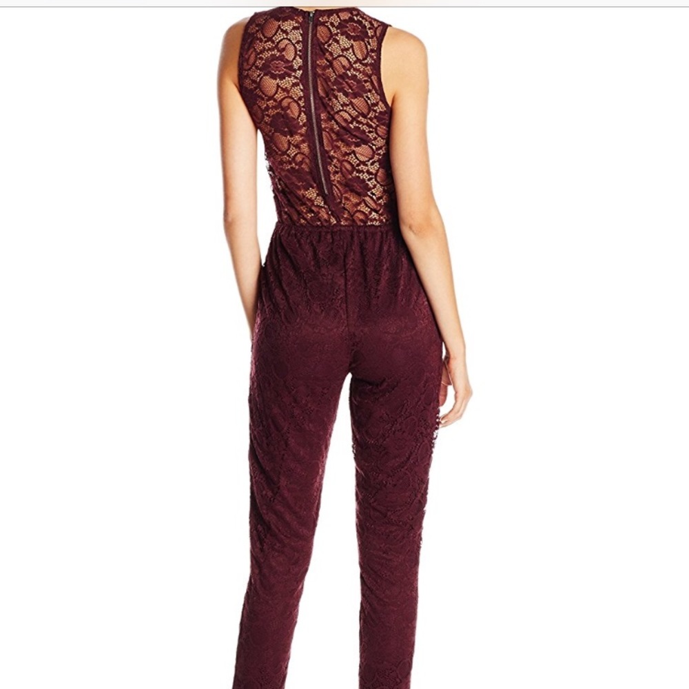 Burgundy lace jumpsuit